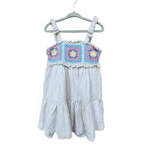 HAUTE HIPPIE Kid's Dress Crochet Lined Linen Cotton Blend Girls Size 2T